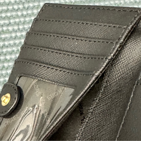 Michael Michael Kors Womens Small Zip Leather Wallet Card Case Jet Set Black NWT - Picture 16 of 17